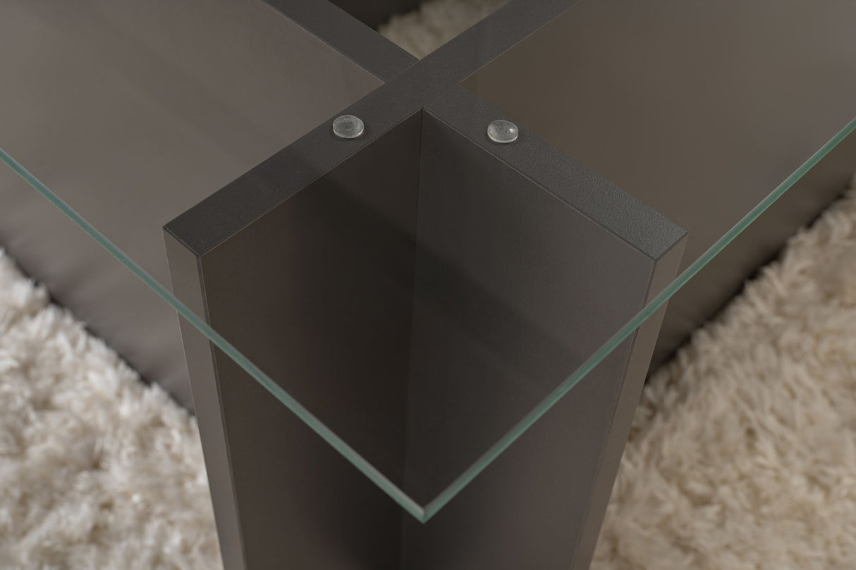 Rektangulær Moderne Sofabord Vetroni Antracit - Glas - 105x65 cm 