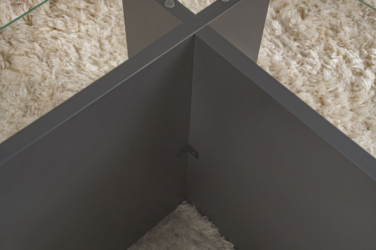 Rektangulær Moderne Sofabord Vetroni Antracit - Glas - 105x65 cm 
