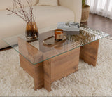 Rektangulært Moderne Sofabord Vetroni Atlantisk Fyrretræ Look - Glas - 105x65 cm 