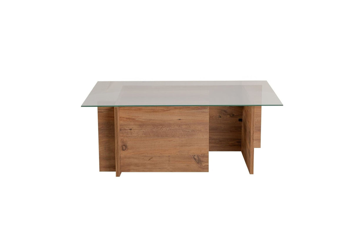 Rektangulært Moderne Sofabord Vetroni Atlantisk Fyrretræ Look - Glas - 105x65 cm 