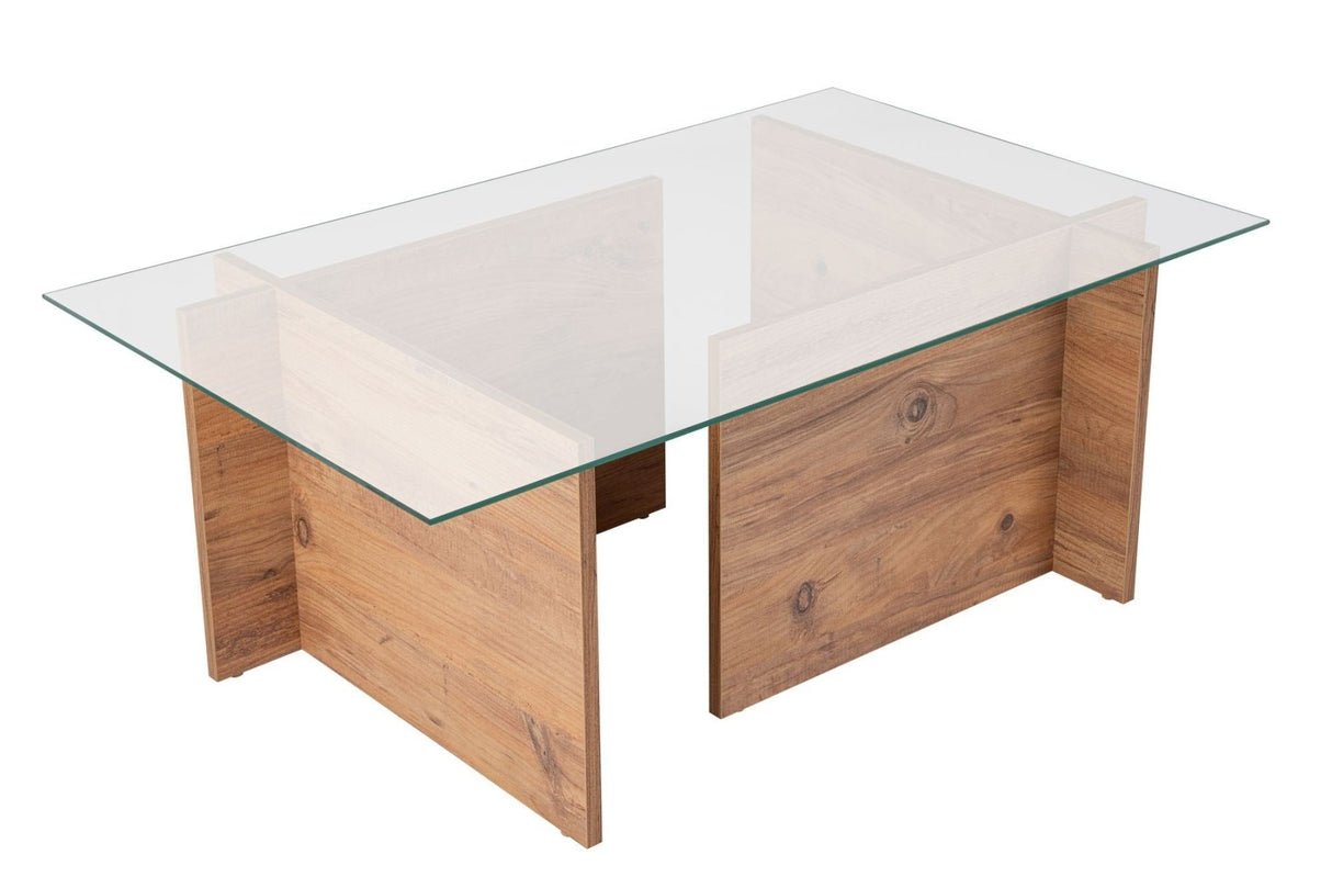 Rektangulært Moderne Sofabord Vetroni Atlantisk Fyrretræ Look - Glas - 105x65 cm 