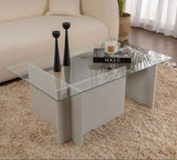 Rektangulært Moderne Sofabord Vetroni Grå - Glas - 105x65 cm 