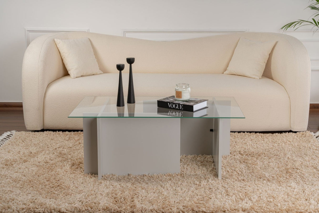 Rektangulært Moderne Sofabord Vetroni Grå - Glas - 105x65 cm 
