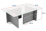 Rektangulært Moderne Sofabord Vetroni Grå - Glas - 105x65 cm 