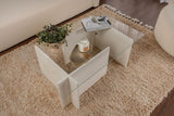 Rektangulært Moderne Sofabord Vetroni Hvid Træ Look - Glas - 105x65 cm 