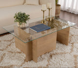 Rechthoekige Moderne Salontafel Honey Eikenhout Look - Glas - 105x65 cm