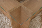 Rechthoekige Moderne Salontafel Honey Eikenhout Look - Glas - 105x65 cm