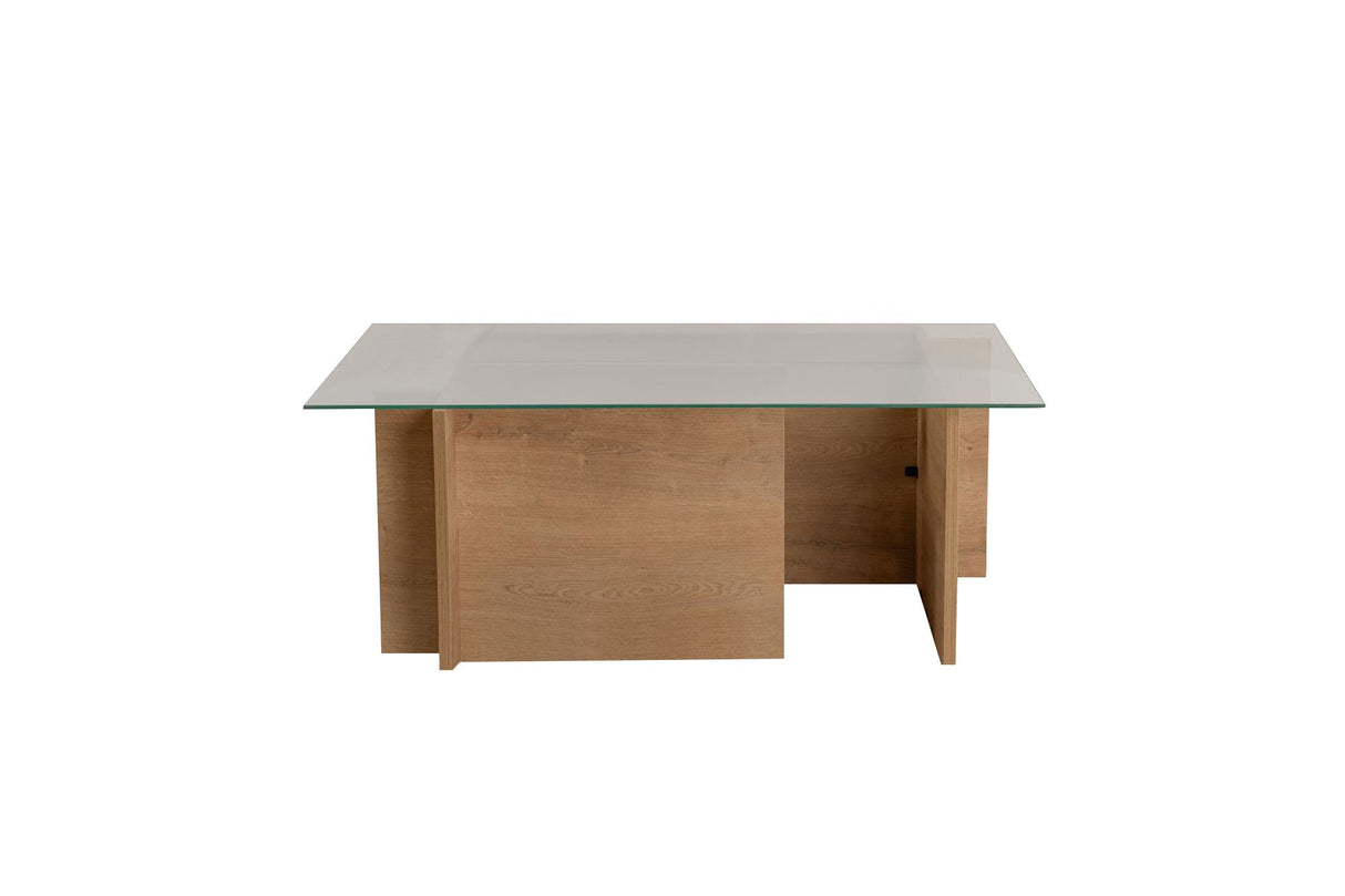 Rechthoekige Moderne Salontafel Honey Eikenhout Look - Glas - 105x65 cm