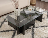 Sofabord Sort Træ Melamin Glas Opal 105x65x30 cm 