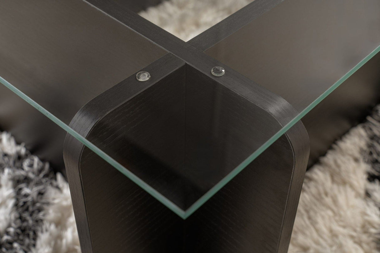 Sofabord Sort Træ Melamin Glas Opal 105x65x30 cm 
