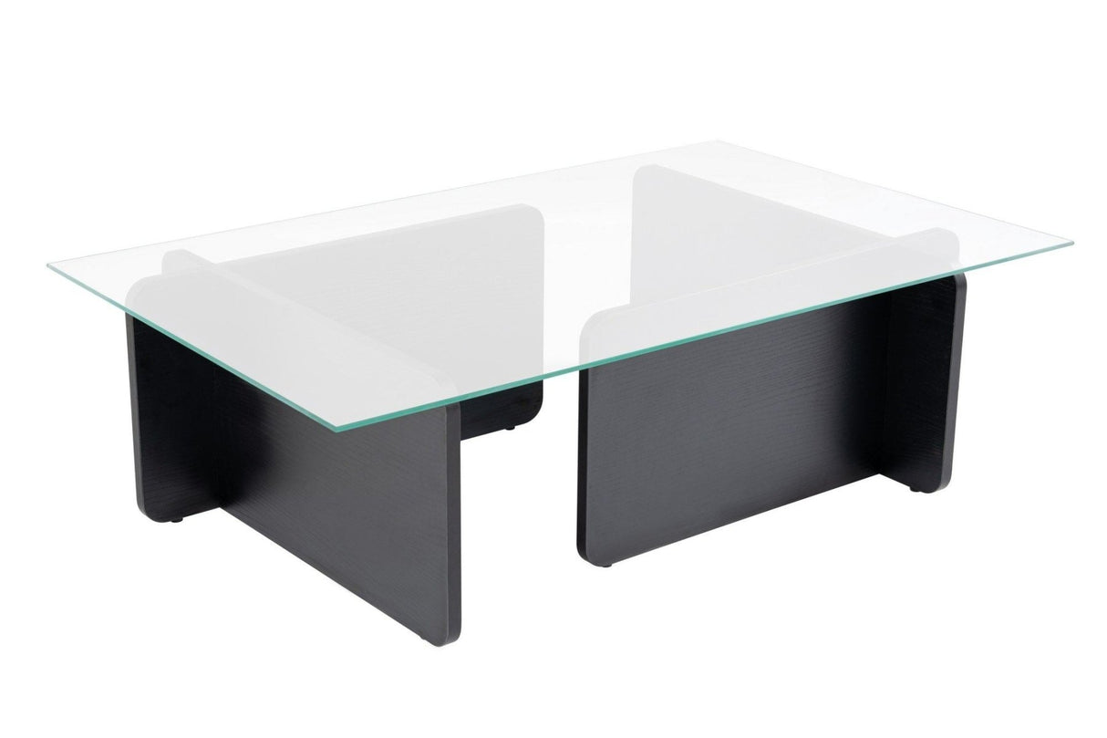 Sofabord Sort Træ Melamin Glas Opal 105x65x30 cm 