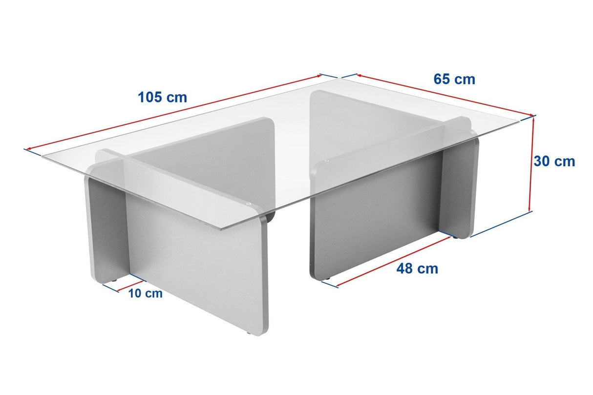 Sofabord Atlantisk Fyrretræ Melamin Glas Opal 105x65x30 cm 
