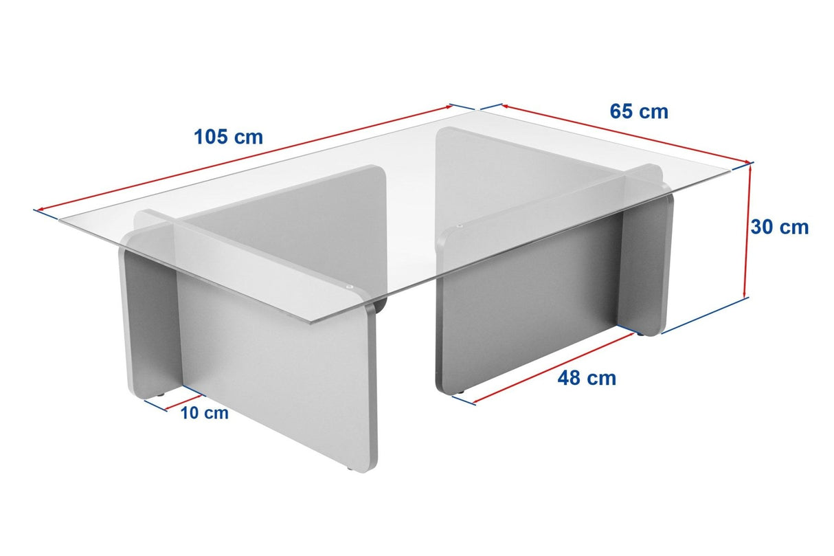 Sofabord Grå Melamin Glas Opal 105x65x30 cm 