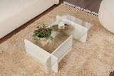 Sofabord Hvid Melamin Glas Opal 105x65x30 cm 