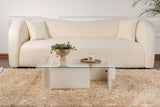 Sofabord Hvid Melamin Glas Opal 105x65x30 cm 