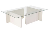 Sofabord Hvid Melamin Glas Opal 105x65x30 cm 