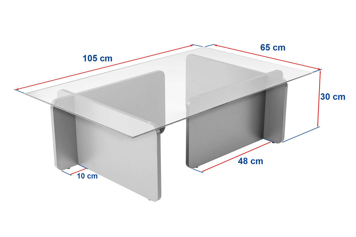 Sofabord Hvid Melamin Glas Opal 105x65x30 cm 
