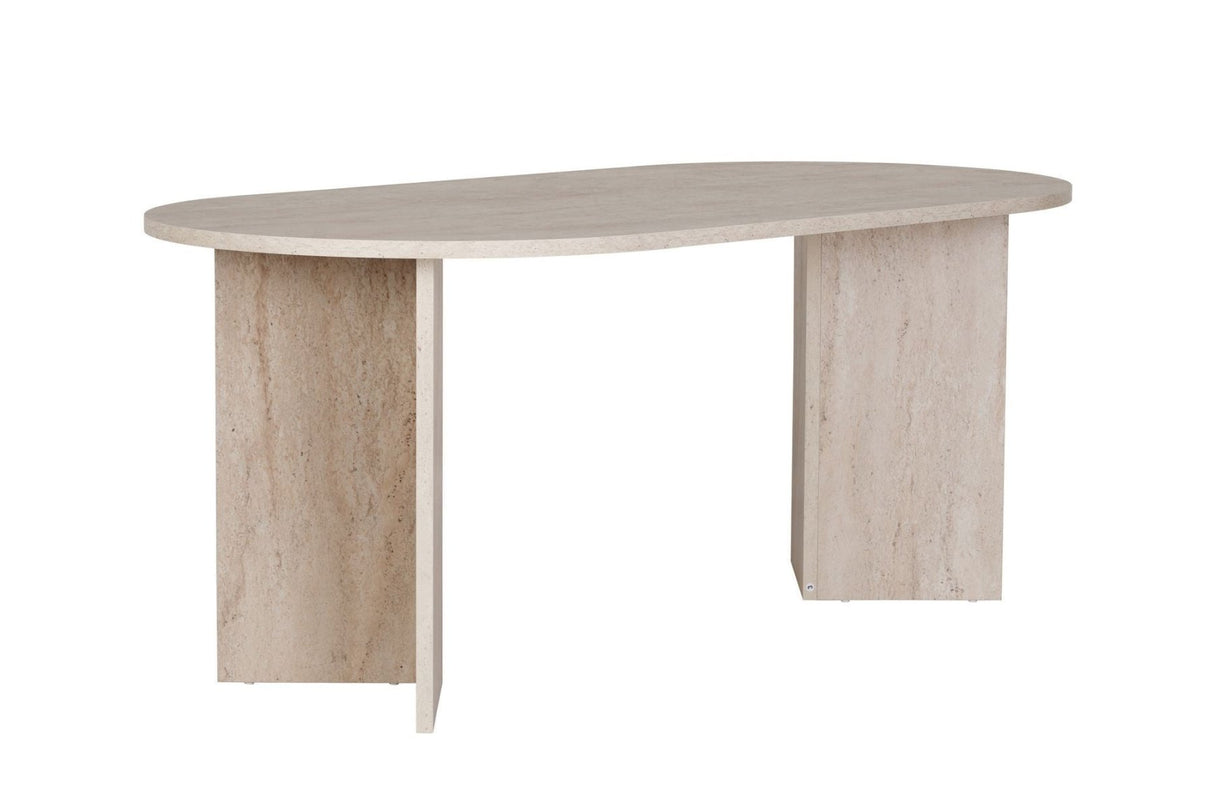 Ovalt spisebord travertin melamin - Japandi - 200x89,5x75 cm - Sota