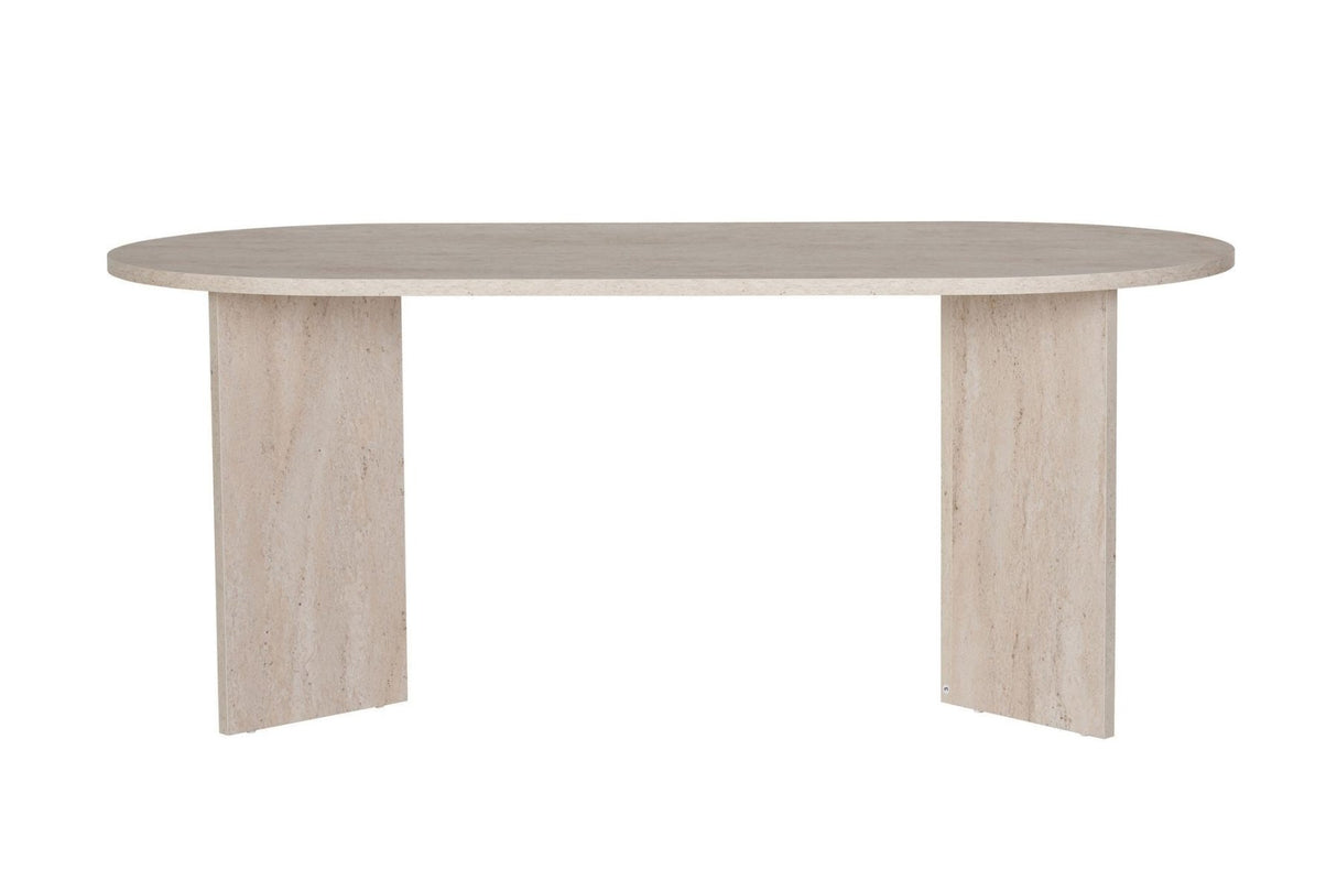 Ovalt spisebord travertin melamin - Japandi - 200x89,5x75 cm - Sota