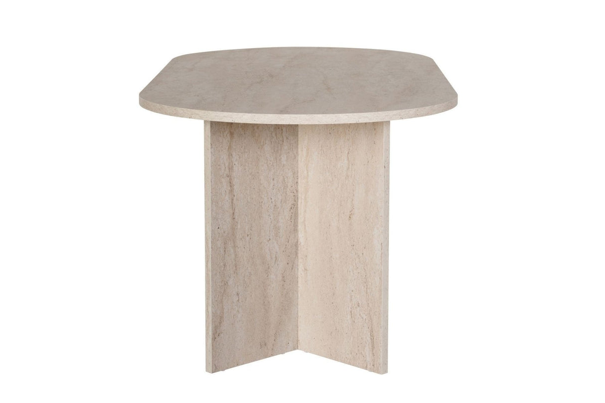 Ovalt spisebord travertin melamin - Japandi - 200x89,5x75 cm - Sota