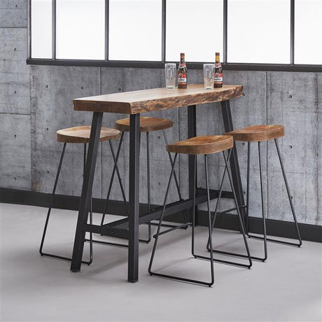 Sæt med 4 barstole Lenn Acacia Wood - Sædehøjde 71 cm - Uden ryglæn