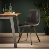Set van 4 Eetkamerstoelen Siena Saddle PU zwart