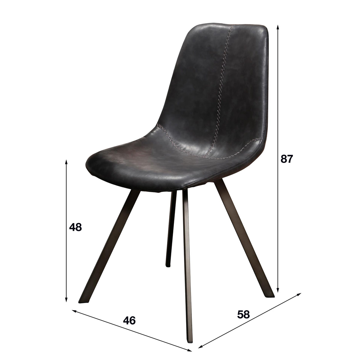 Set van 4 Eetkamerstoelen Siena Saddle PU zwart
