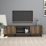TV Møbel Elegant Valnød Sort Melamin 180x52x34 cm