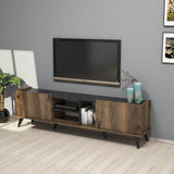 TV Møbel Elegant Valnød Sort Melamin 180x52x34 cm