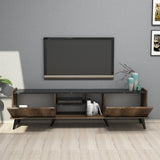TV Møbel Elegant Valnød Sort Melamin 180x52x34 cm