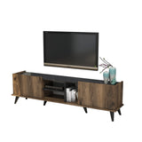 TV Møbel Elegant Valnød Sort Melamin 180x52x34 cm