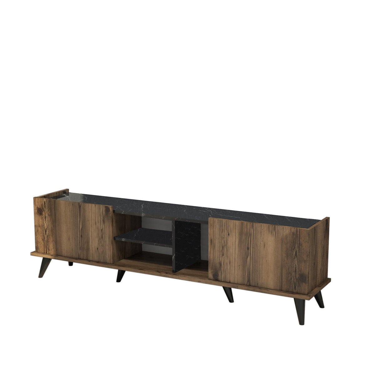 TV Møbel Elegant Valnød Sort Melamin 180x52x34 cm