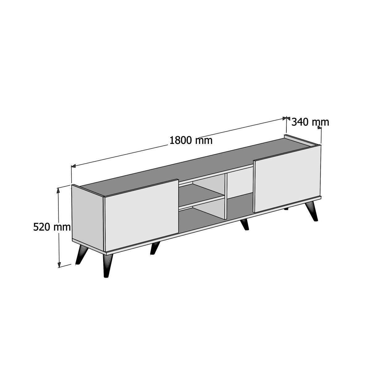 TV Møbel Elegant Valnød Sort Melamin 180x52x34 cm