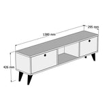 TV Meubels - TV Meubel Serenat Walnoot Zwart Melamine 138x42,6x29,5 cm - Dimehouse