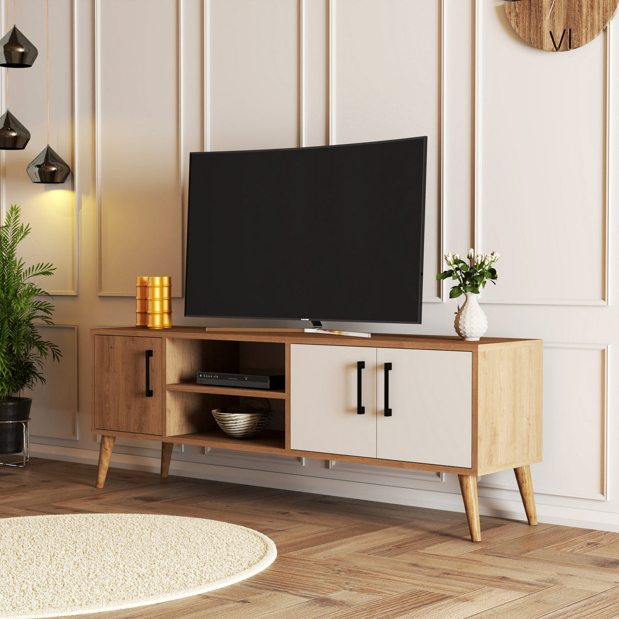 TV-møbel Exxen Eg Hvid Melamin 150x52x34 cm