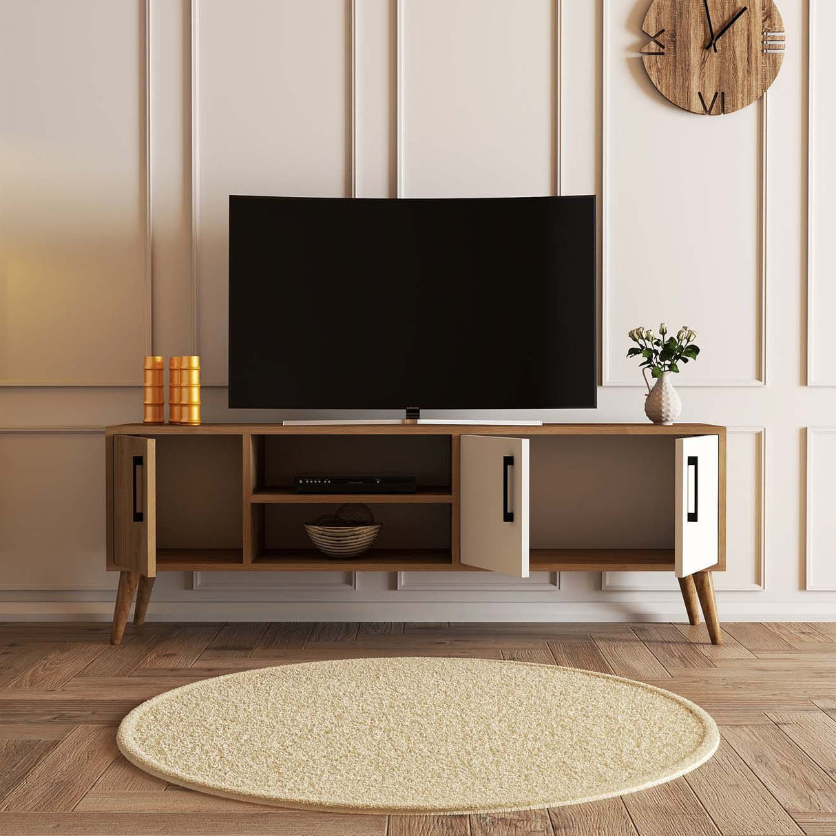 TV-møbel Exxen Eg Hvid Melamin 150x52x34 cm