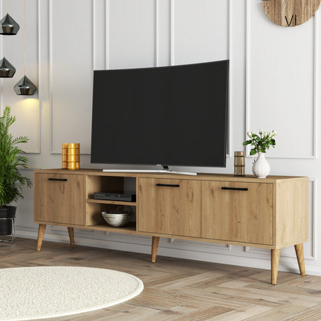 TV Meubels - TV Meubel Exxen Eik Melamine 180x52x35 cm - Dimehouse