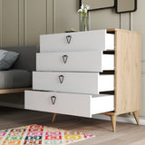 Ladekasten - Ladekast Versa Eik Wit Melamine 80x90,8x45 cm - Dimehouse