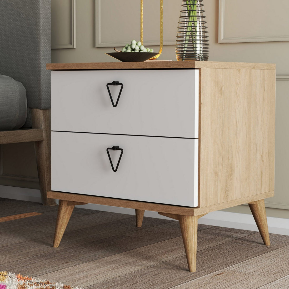 Sengebord Versa Eg Hvid Melamin 52x55,1x45 cm