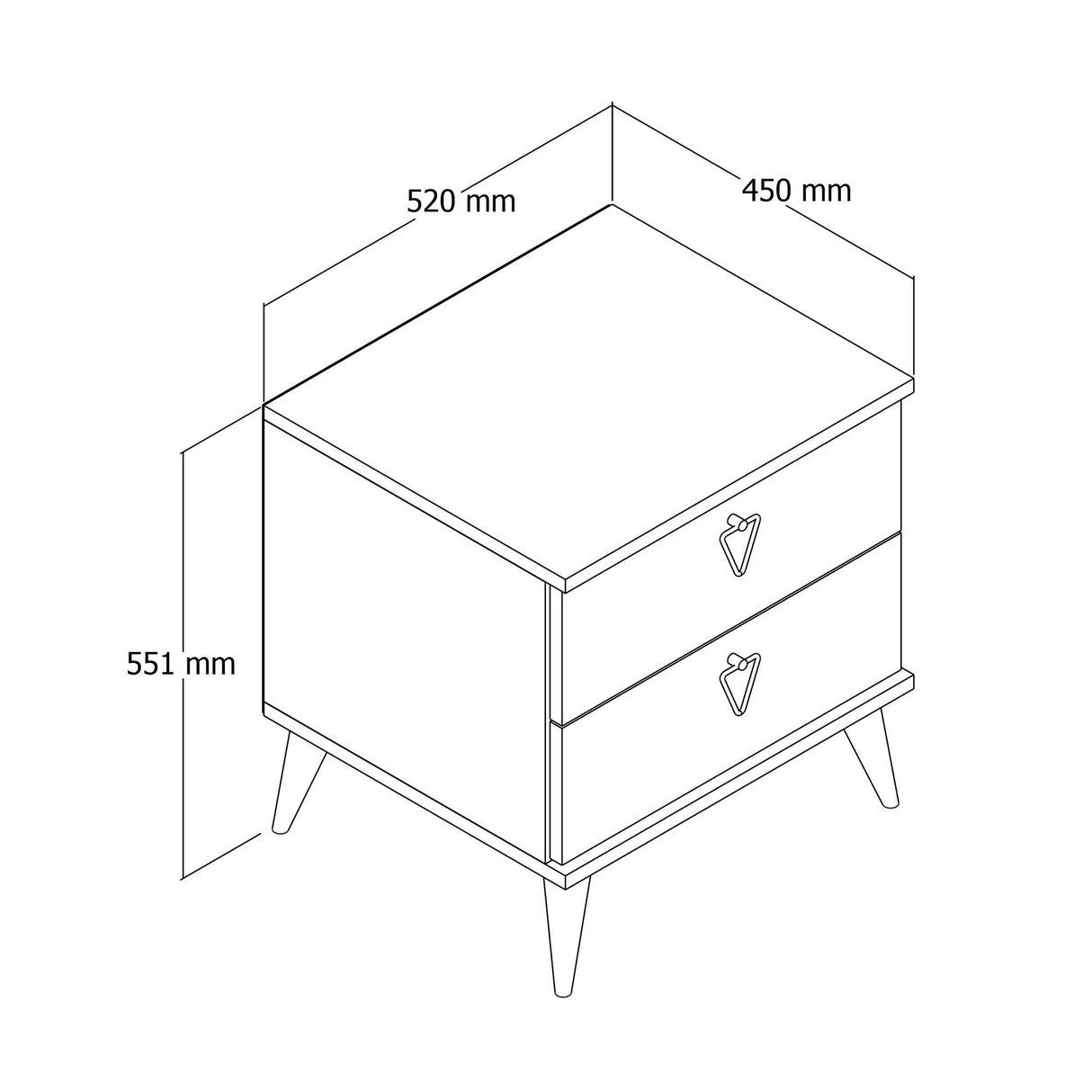 Sengebord Versa Eg Hvid Melamin 52x55,1x45 cm
