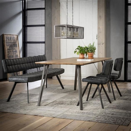 Spisestue sofa Madrid DH Interiør Sort LxBxH 186x44x22 Kunstlæder Atmosfærisk foto diagonalt set forfra