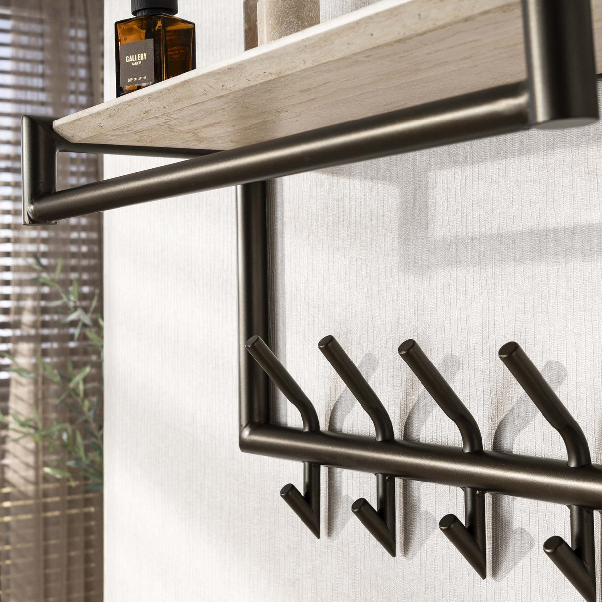 Kapstokvæg Travertin 2x5 knager 65 cm Melamin 