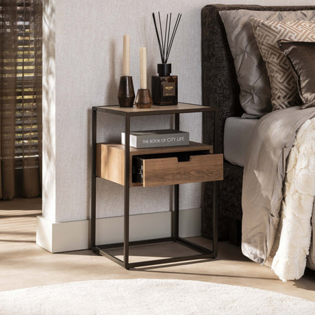 Nachtkastje Cassi 1 lade Keramiek travertin 40x35x60 cm