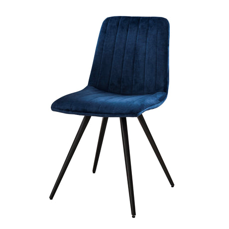 Set van 4 Eetkamerstoelen Sadie Velvet Blauw - Zonder Armleuningen