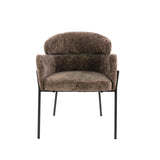 Spisebordsstol Lola Bouclé stof Taupe med rund ryg og armlæn 