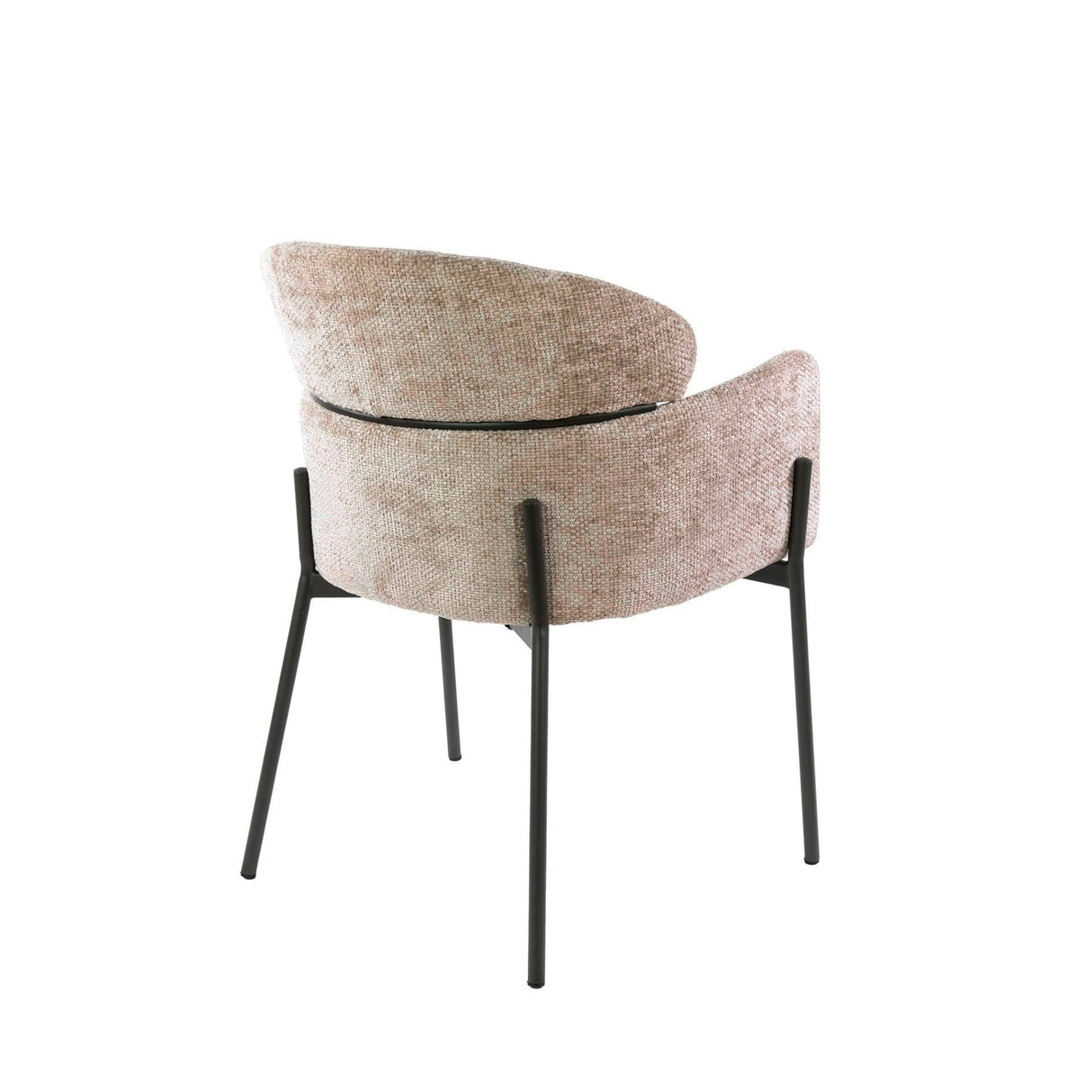 Spisebordsstol Lola Bouclé stof Sandfarvet med rund ryg og armlæn 