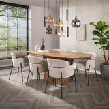 Spisebordsstol Lola Bouclé stof Sandfarvet med rund ryg og armlæn 