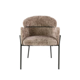 Spisebordsstol Lola Bouclé stof Champagne med rund ryg og armlæn 