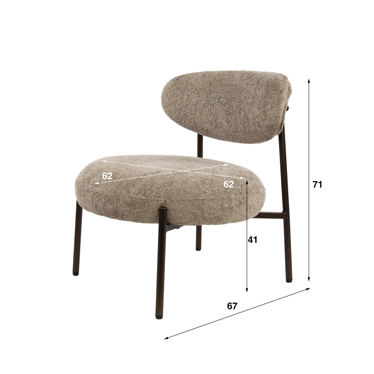 Nova Rund Fotel – Sandfarvet Stoff 