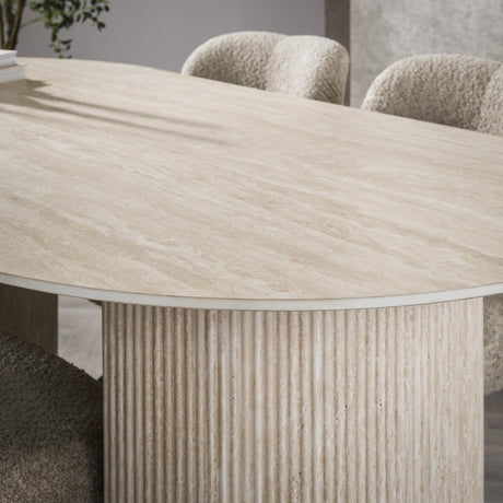 Ovalt spisebord Jimi 180x90 cm travertin beige